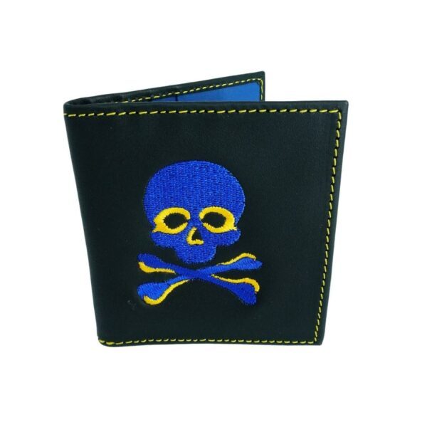 Tarjetero azul con amarillo para hombre