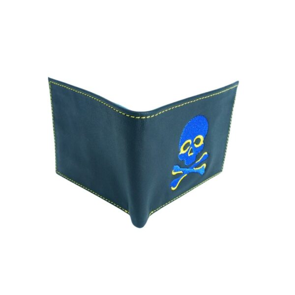 Cartera azul con amarillo de hombre